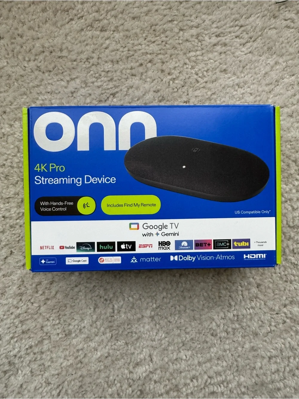 ONN 4K Pro Streaming Device Google TV 4K UltraHD Dolby Vision Atmos 32GB 3GB RAM